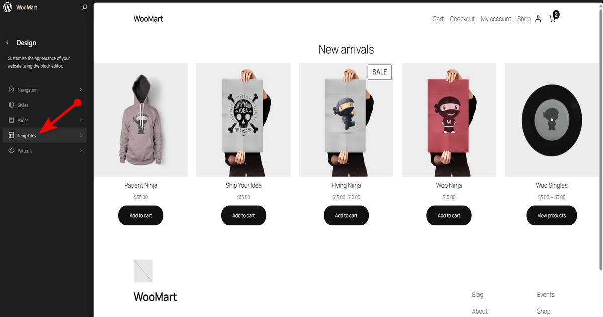 Click templates on left side panel