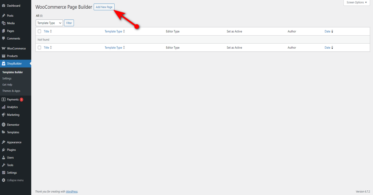 Click add new page button