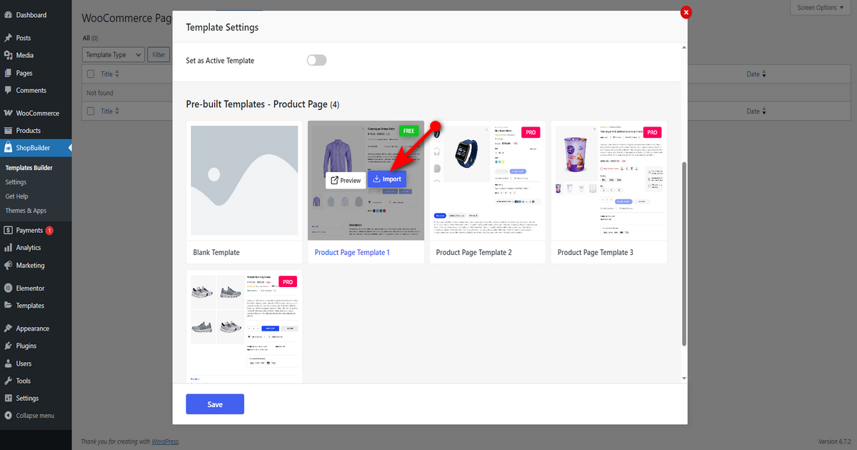 Choose product page template
