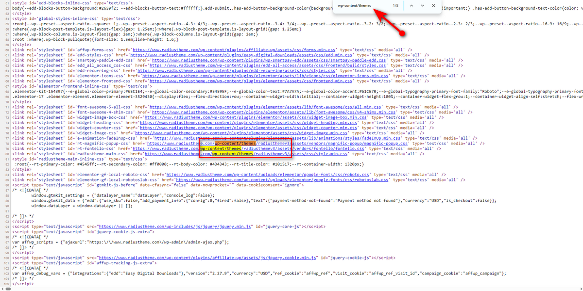 Find theme with code
