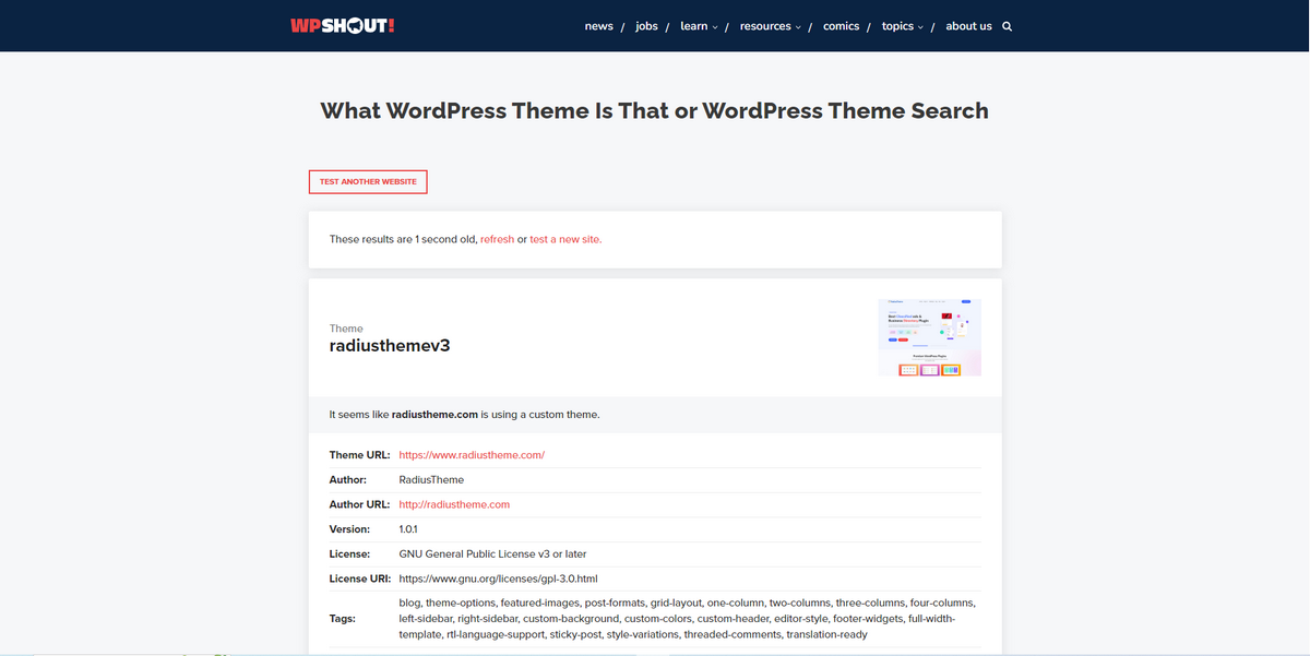 What Theme Is That by WPShout Homepage