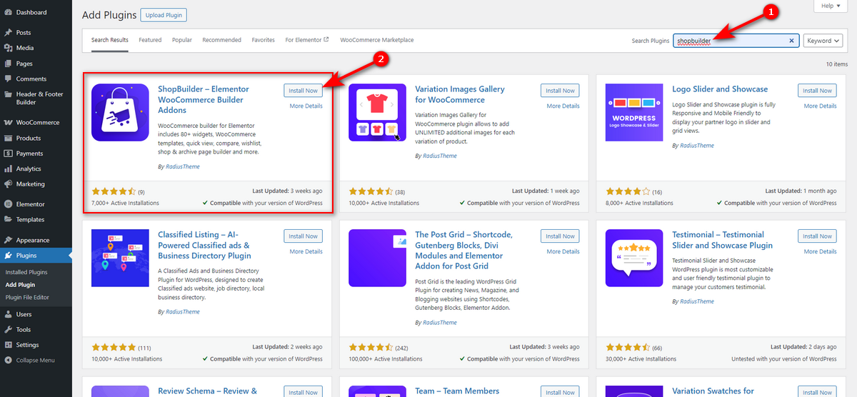 search Shopbuilder