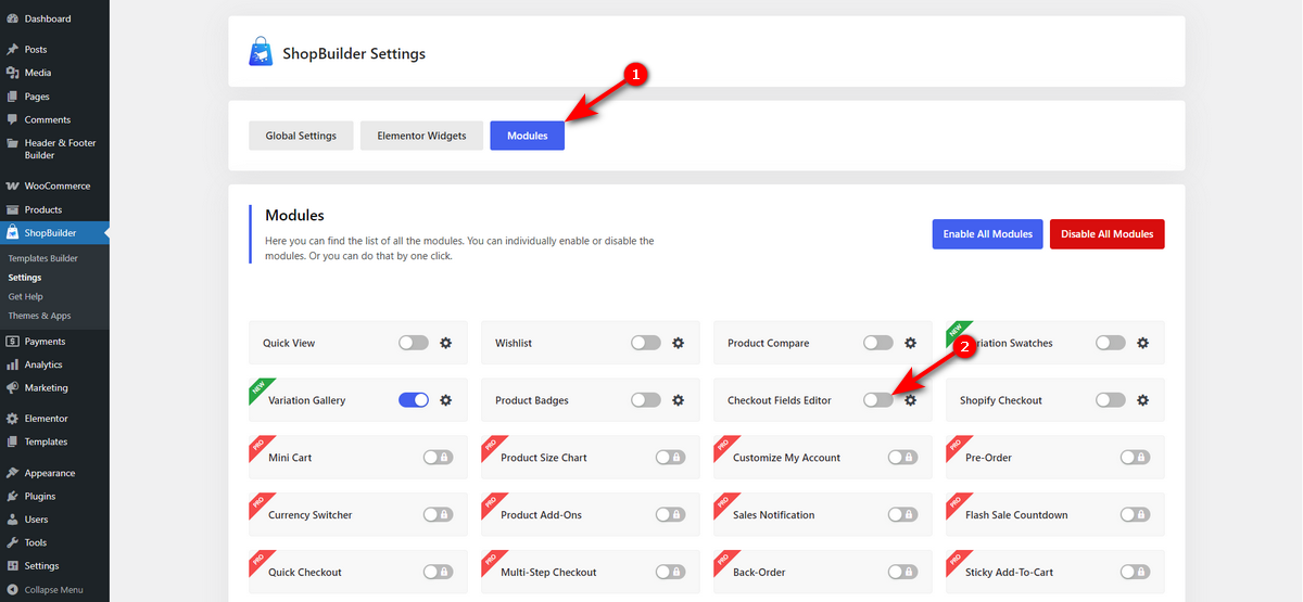 click on Module