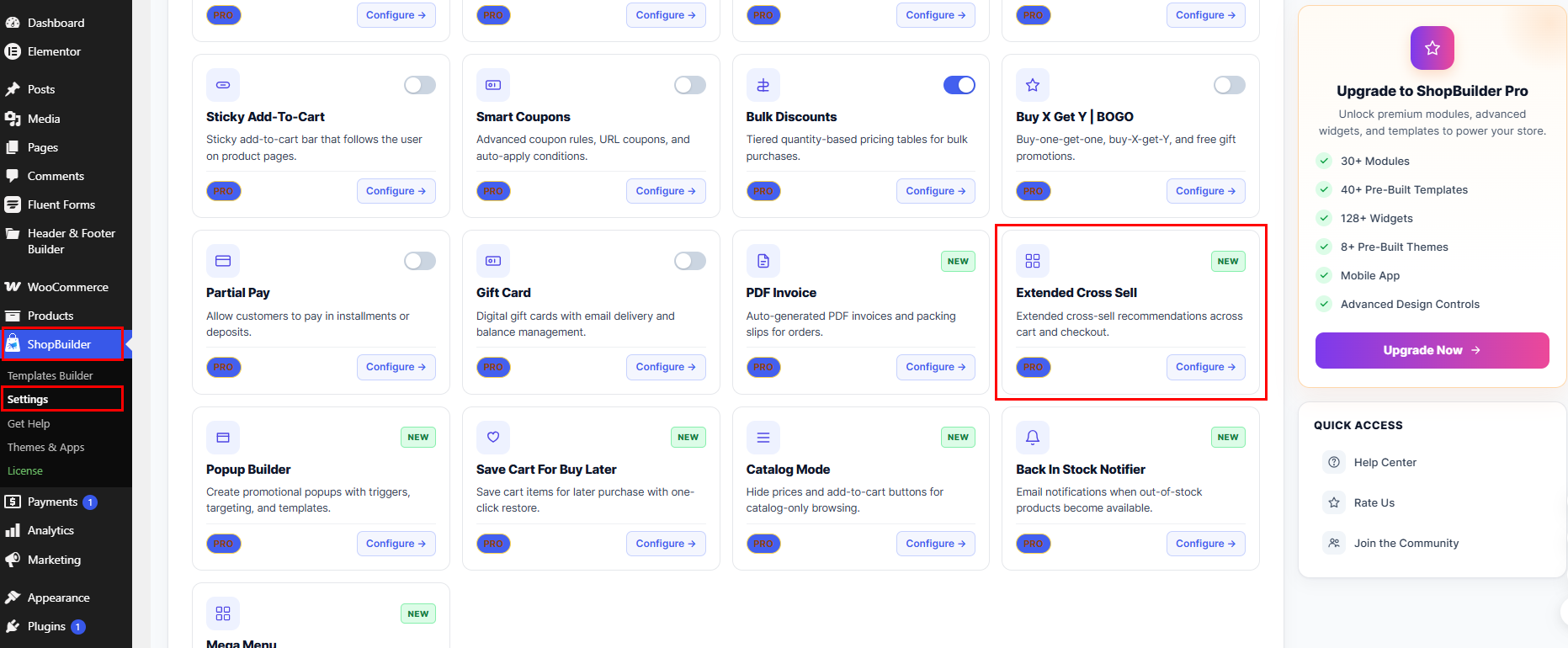 Enable Extended Cross Sell Module