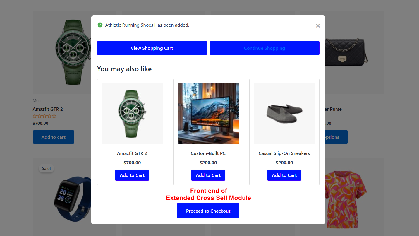 Front end of Extended Cross Sell Module