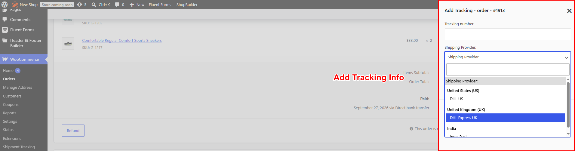 Add Tracking Info