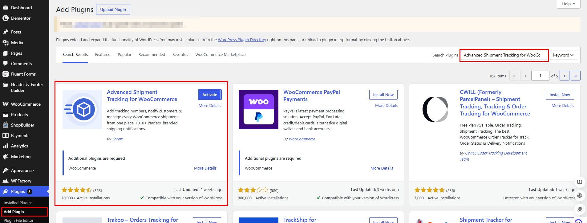 Install & activate tracking plugin